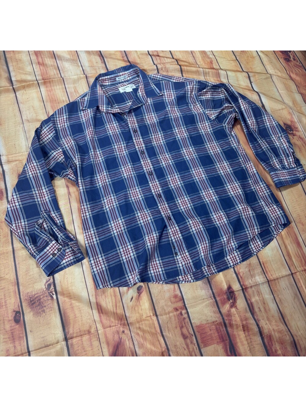 Natural Issue Plaid Button Up Shirt Blue Red